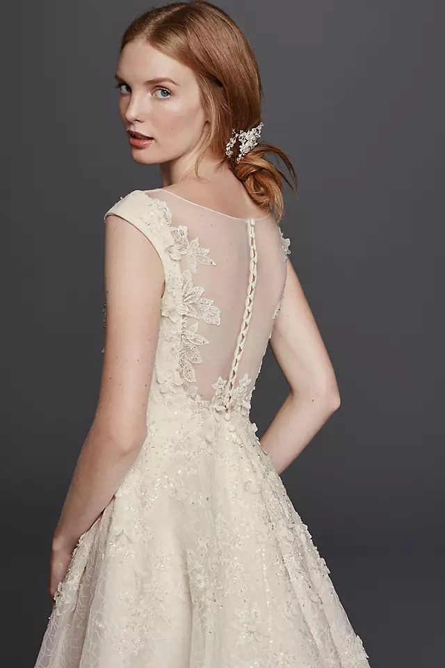 As-Is Cap Sleeve Wedding Dress with Textured Skirt Image 4