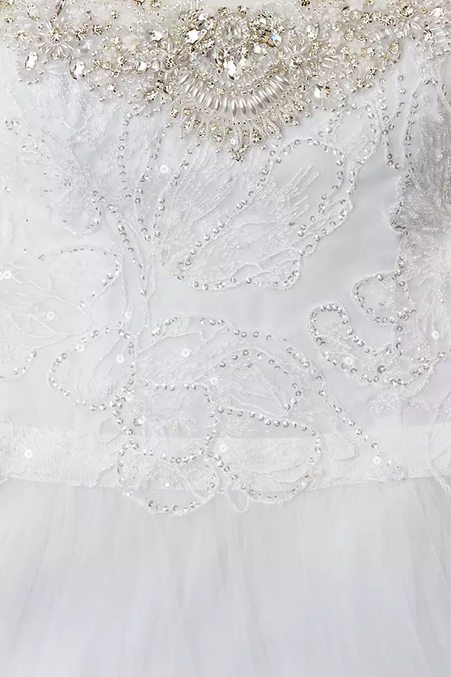 Oleg Cassini Embellished Tulle Wedding Dress Image