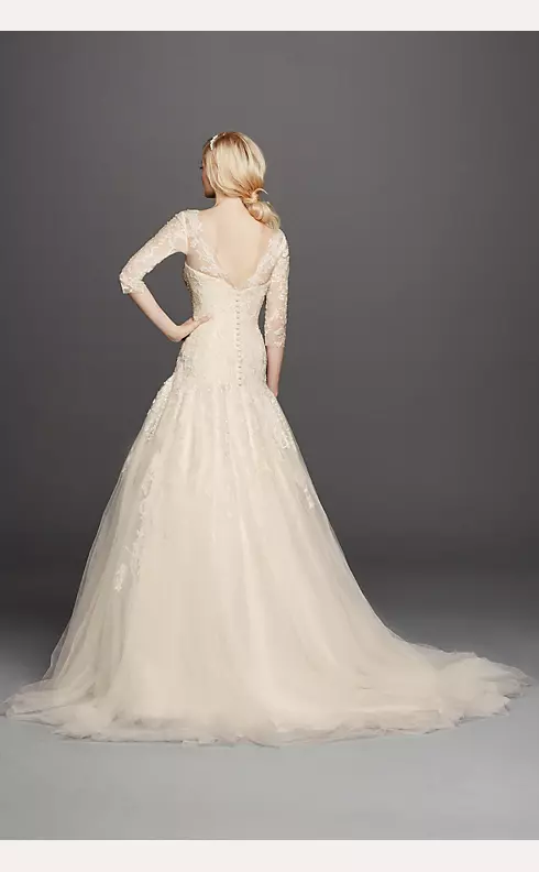 Oleg Cassini A-line Illusion Lace Wedding Dress Image 2