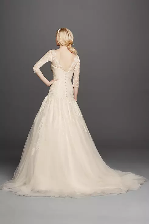 As-Is Oleg Cassini Illusion Lace Wedding Dress Image 2