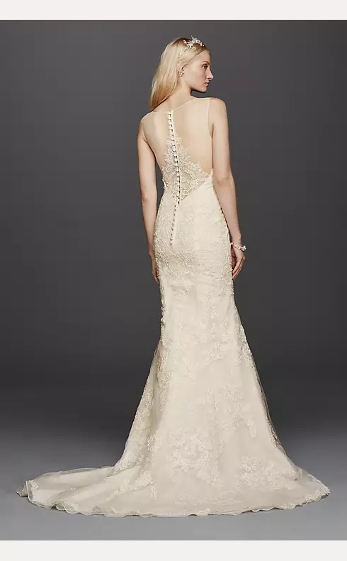 Oleg Cassini Sleeveless Lace Mermaid Wedding Dress Image 2