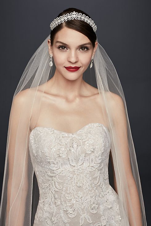 Oleg Cassini Strapless Lace Sheath Wedding Dress Image 5