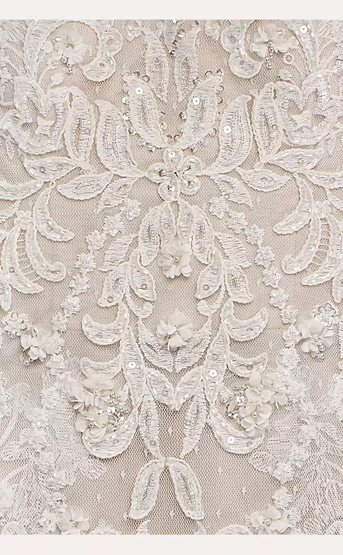 Oleg Cassini Strapless Lace Sheath Wedding Dress Image 4