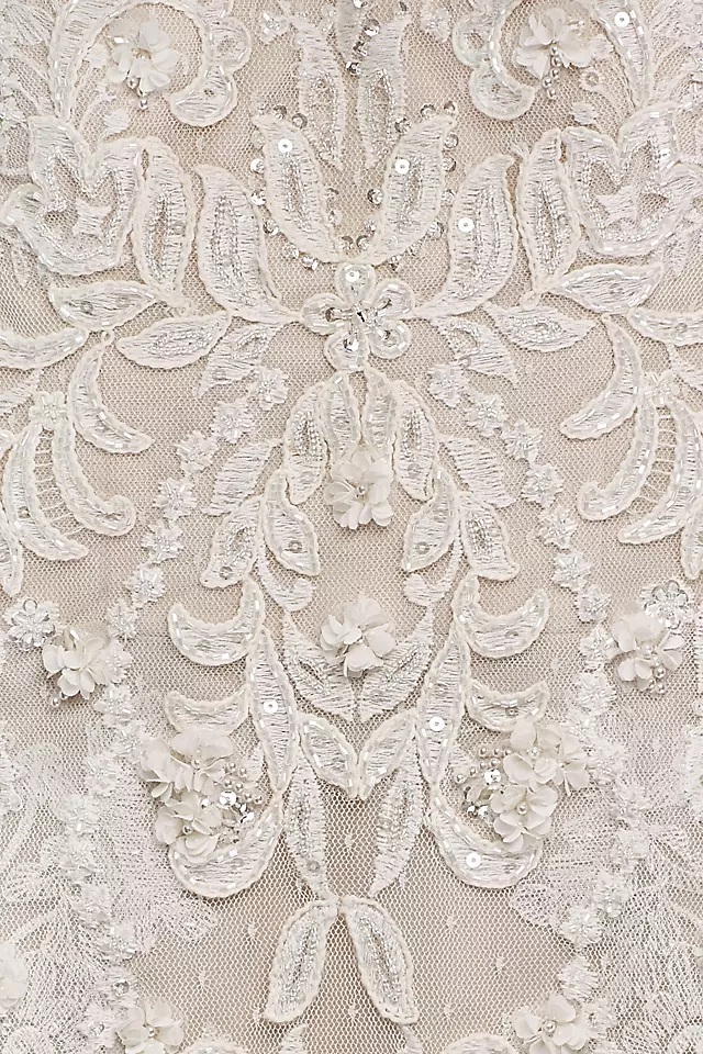 Oleg Cassini Strapless Lace Sheath Wedding Dress Image 4