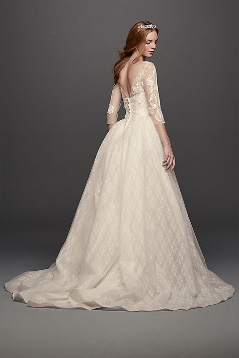Oleg Cassini Quarter Sleeved Lace Wedding Dress Image 2