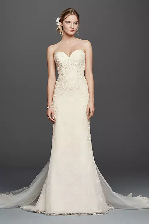 Oleg Cassini Venice Lace Sheath Wedding Dress Image 1