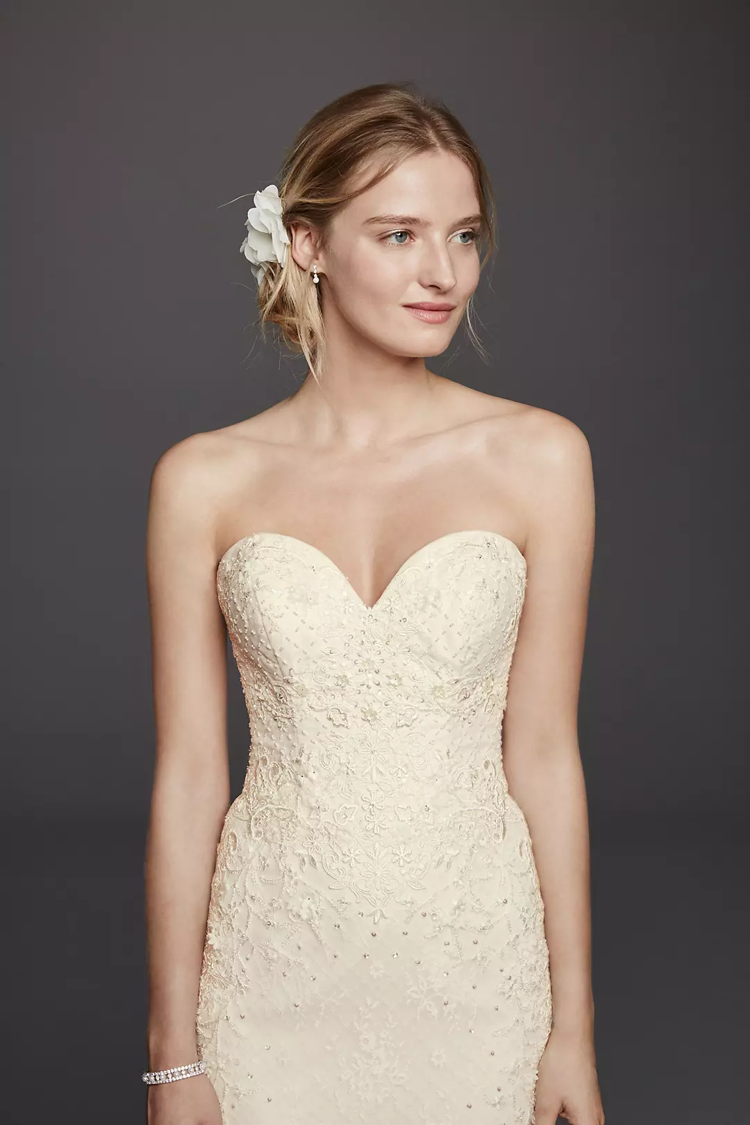 Oleg Cassini Venice Lace Sheath Wedding Dress Image 3