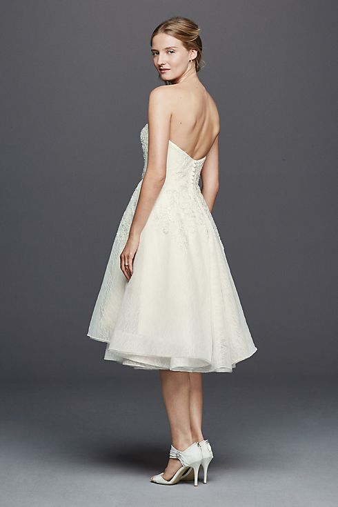 Oleg Cassini Short Strapless Lace Wedding Dress Image 4