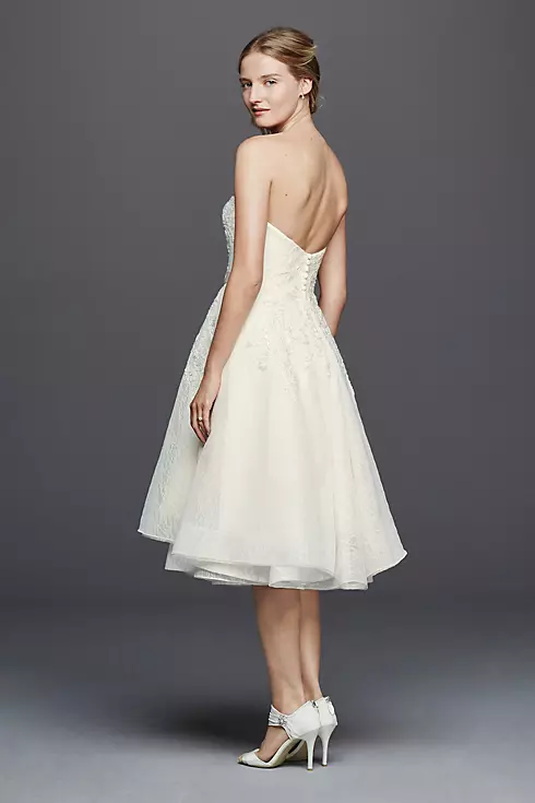 Oleg Cassini Short Strapless Lace Wedding Dress Image 2