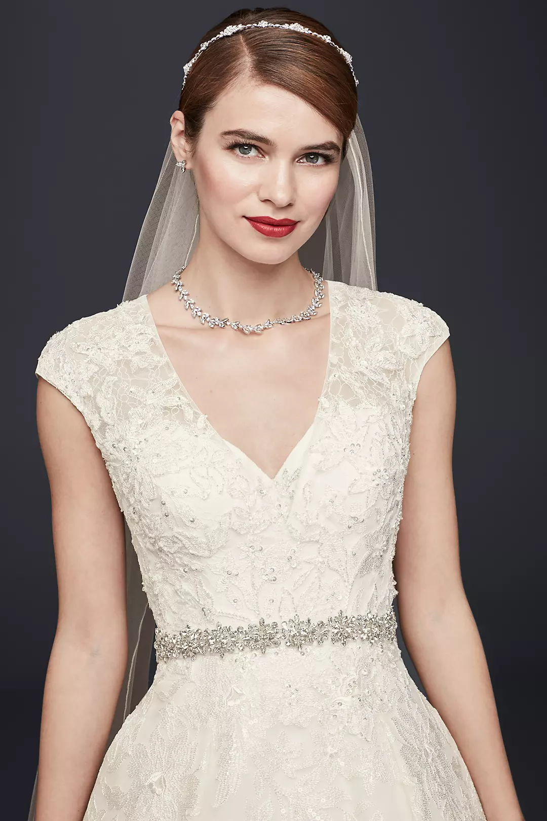 As-Is V-Neck Cap Sleeve Wedding Dress | David's Bridal