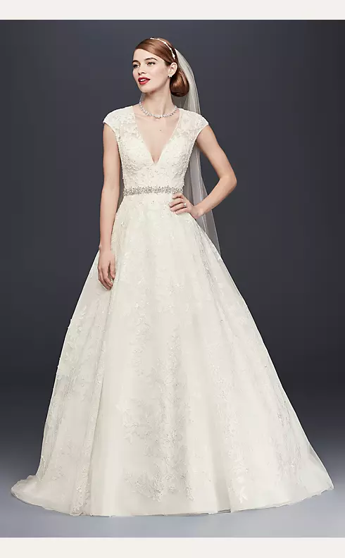 As-Is V-Neck Cap Sleeve Wedding Dress Image 1
