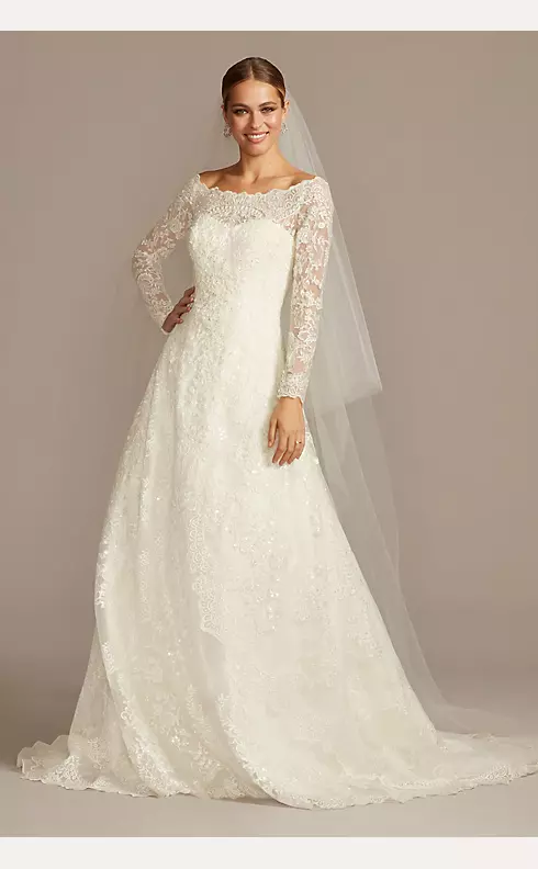 Off-The-Shoulder Lace A-Line Wedding Dress Image 1