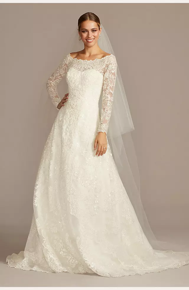 Off-The-Shoulder Lace A-Line Wedding Dress Image