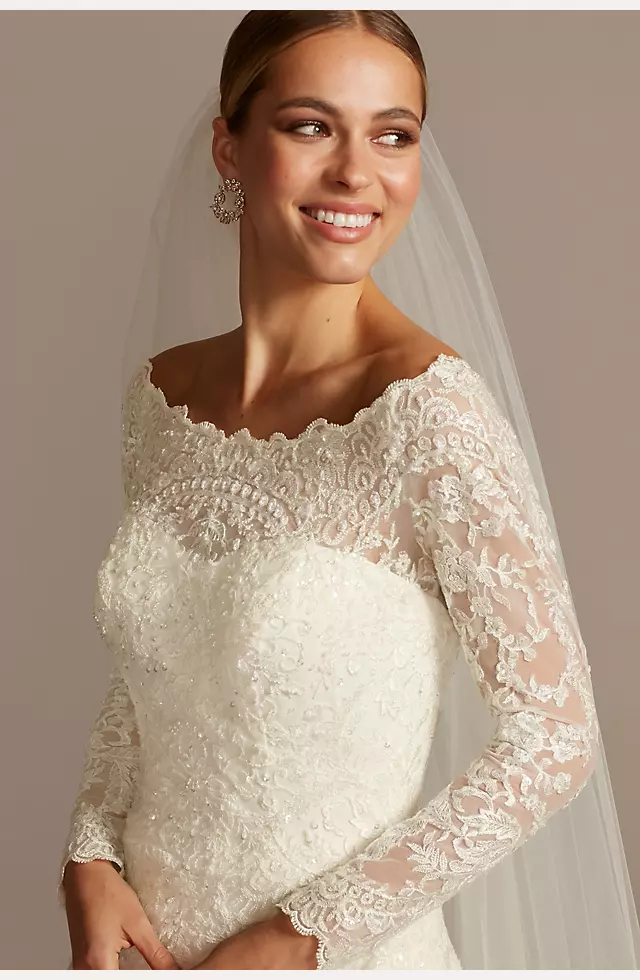 Off-The-Shoulder Lace A-Line Wedding Dress Image 3
