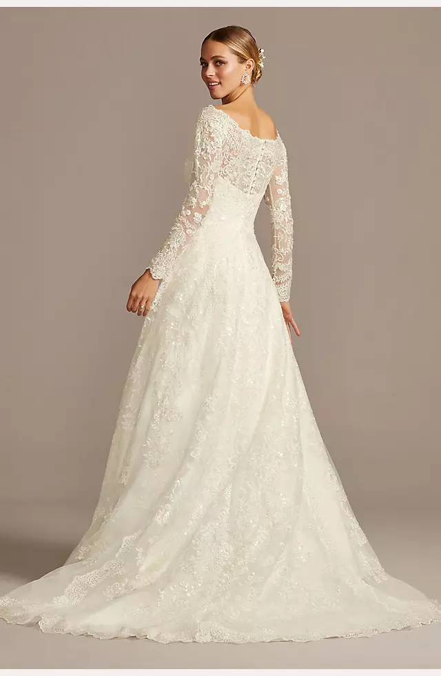 Off-The-Shoulder Lace A-Line Wedding Dress Image 2