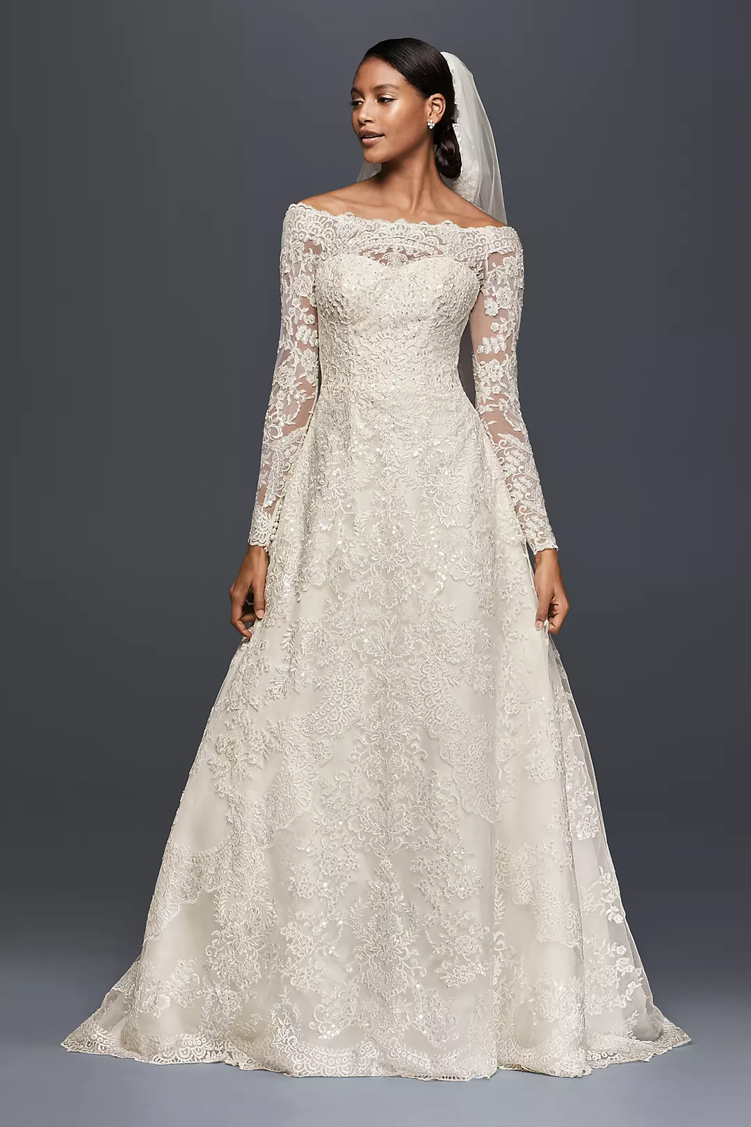 As-Is Off-The-Shoulder Lace A-Line Wedding Dress Image