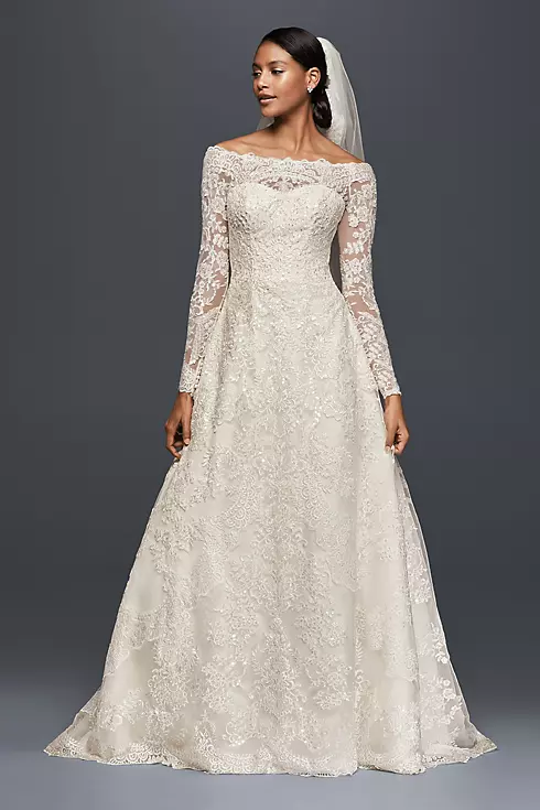 As-Is Off-The-Shoulder Lace A-Line Wedding Dress Image 1