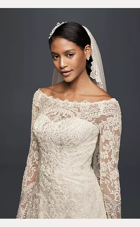 As-Is Off-The-Shoulder Lace A-Line Wedding Dress Image 3