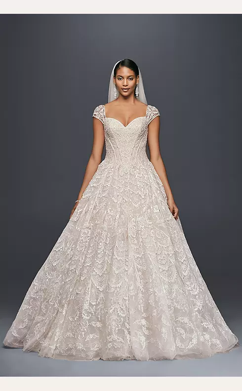 Grand Lace Ball Gown with Beaded Cap Sleeves Image 1