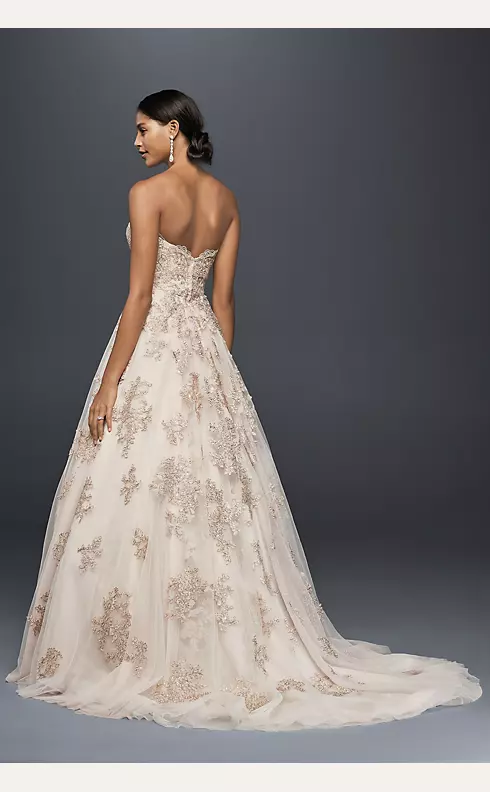 Metallic Lace Applique A-Line Wedding Dress Image 2