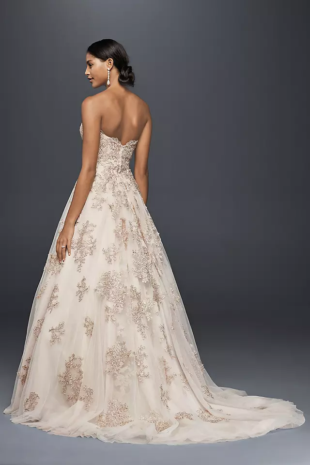 Metallic Lace Applique A-Line Wedding Dress Image 2