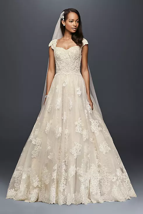 As-Is Cap Sleeve Lace Wedding Ball Gown Image 1