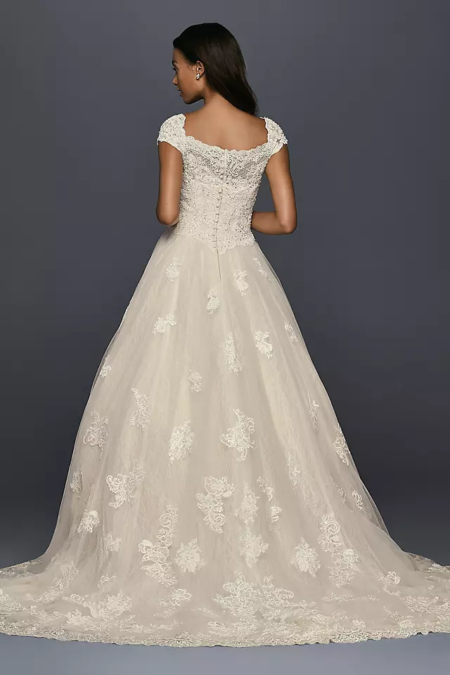 As-Is Cap Sleeve Lace Wedding Ball Gown Image 2