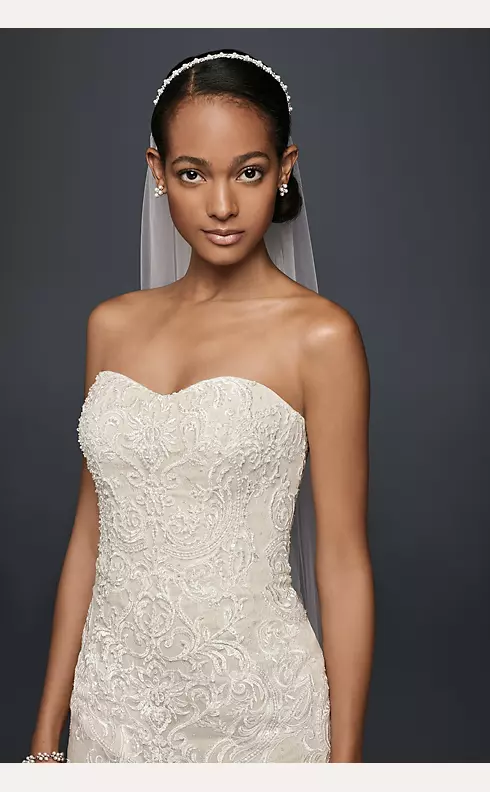 As-Is Petite Scroll Lace Trumpet Wedding Dress  Image 3