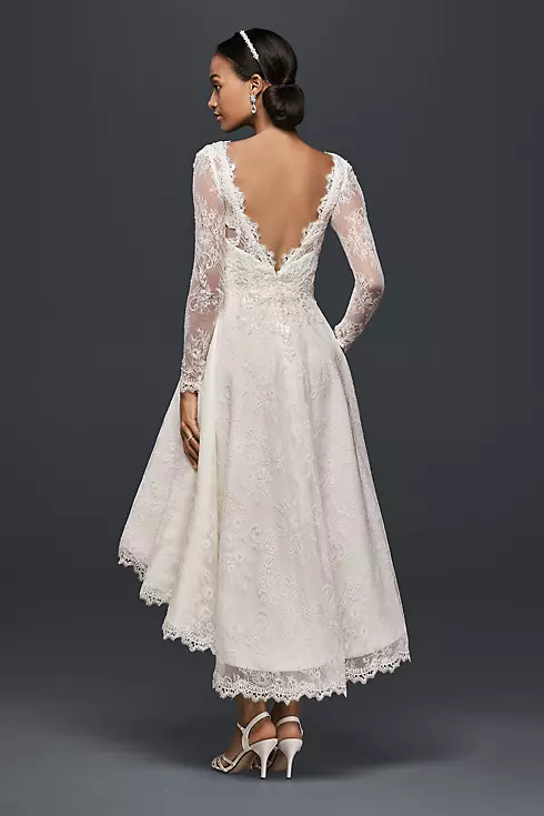 High-Low Chantilly Lace Wedding Dress Image 2