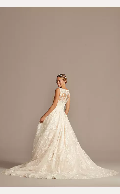 Beaded Lace Wedding Dress with Pleated Skirt Image 2