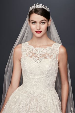 Beaded Lace Wedding Dress with Pleated Skirt | David's Bridal