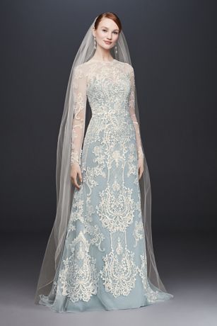 Illusion Lace Long Sleeve Sheath Wedding Dress