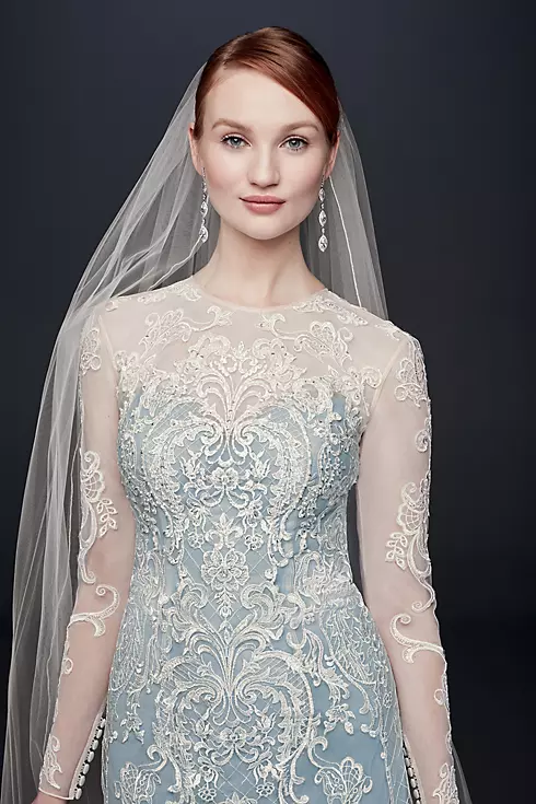 Illusion Lace Long-Sleeve Sheath Wedding Dress Image 3