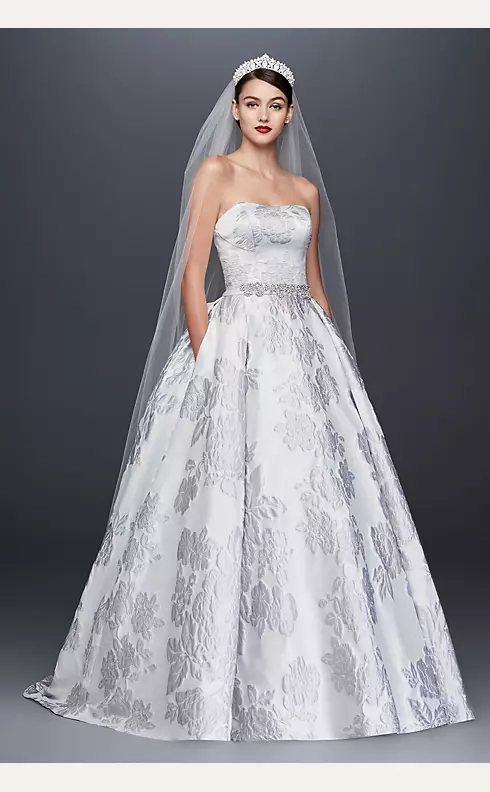 Floral Brocade Ball Gown Wedding Dress Image 1