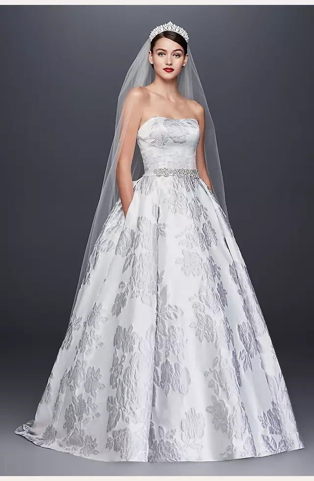 Floral Brocade Ball Gown Wedding Dress Image