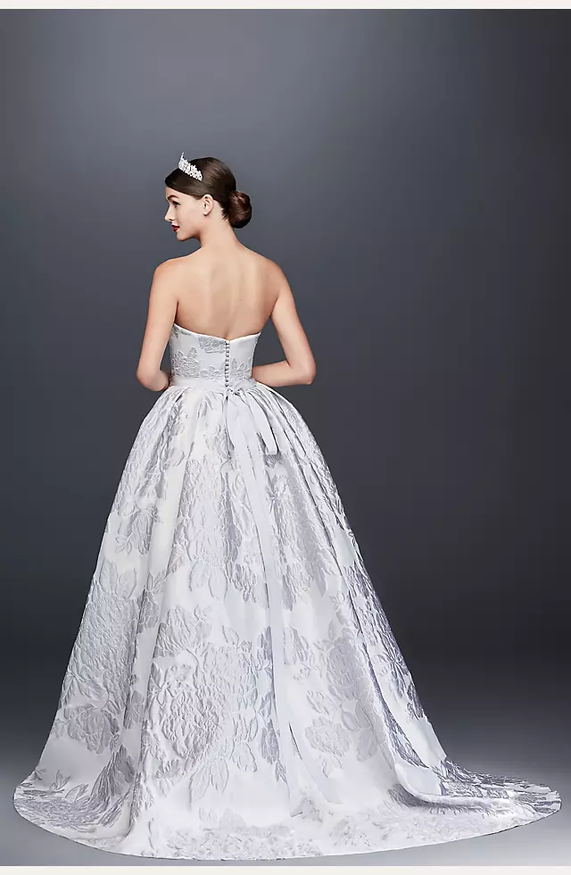 Floral Brocade Ball Gown Wedding Dress Image 2