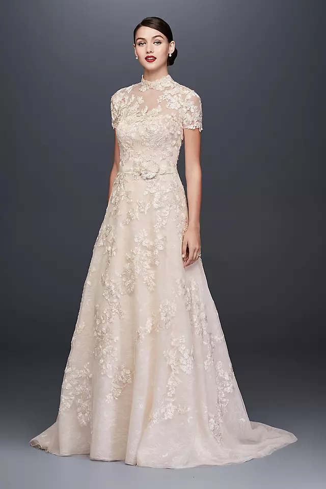 As-Is Lace Appliqued Wedding Dress and Topper Image 5