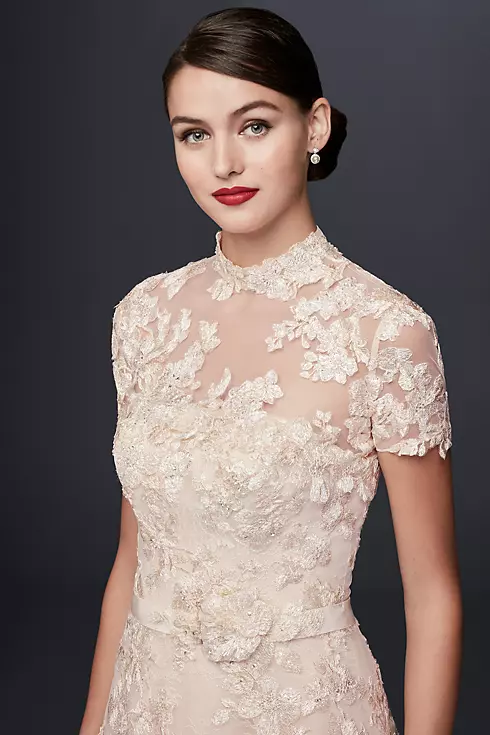 As-Is Lace Appliqued Wedding Dress and Topper Image 1