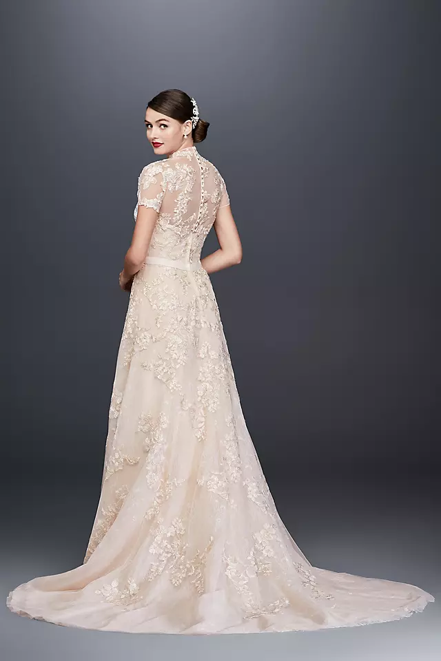 As-Is Lace Appliqued Wedding Dress and Topper Image 6