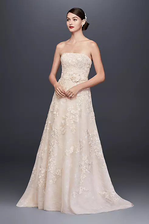 As-Is Lace Appliqued Wedding Dress and Topper Image 2
