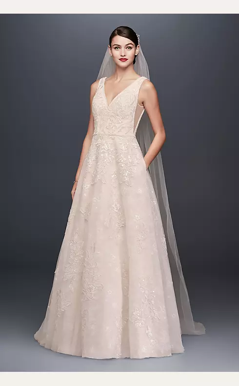 As-Is Appliqued Lace Overlay A-Line Wedding Dress Image 1