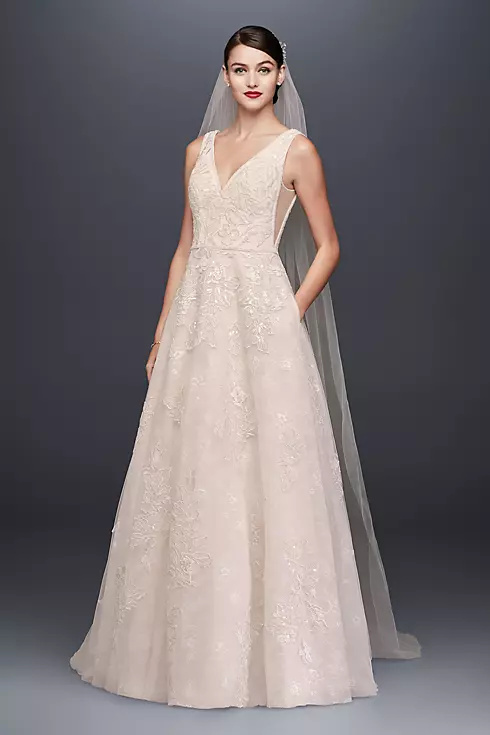 Appliqued Tulle-Over-Lace A-Line Wedding Dress Image 1