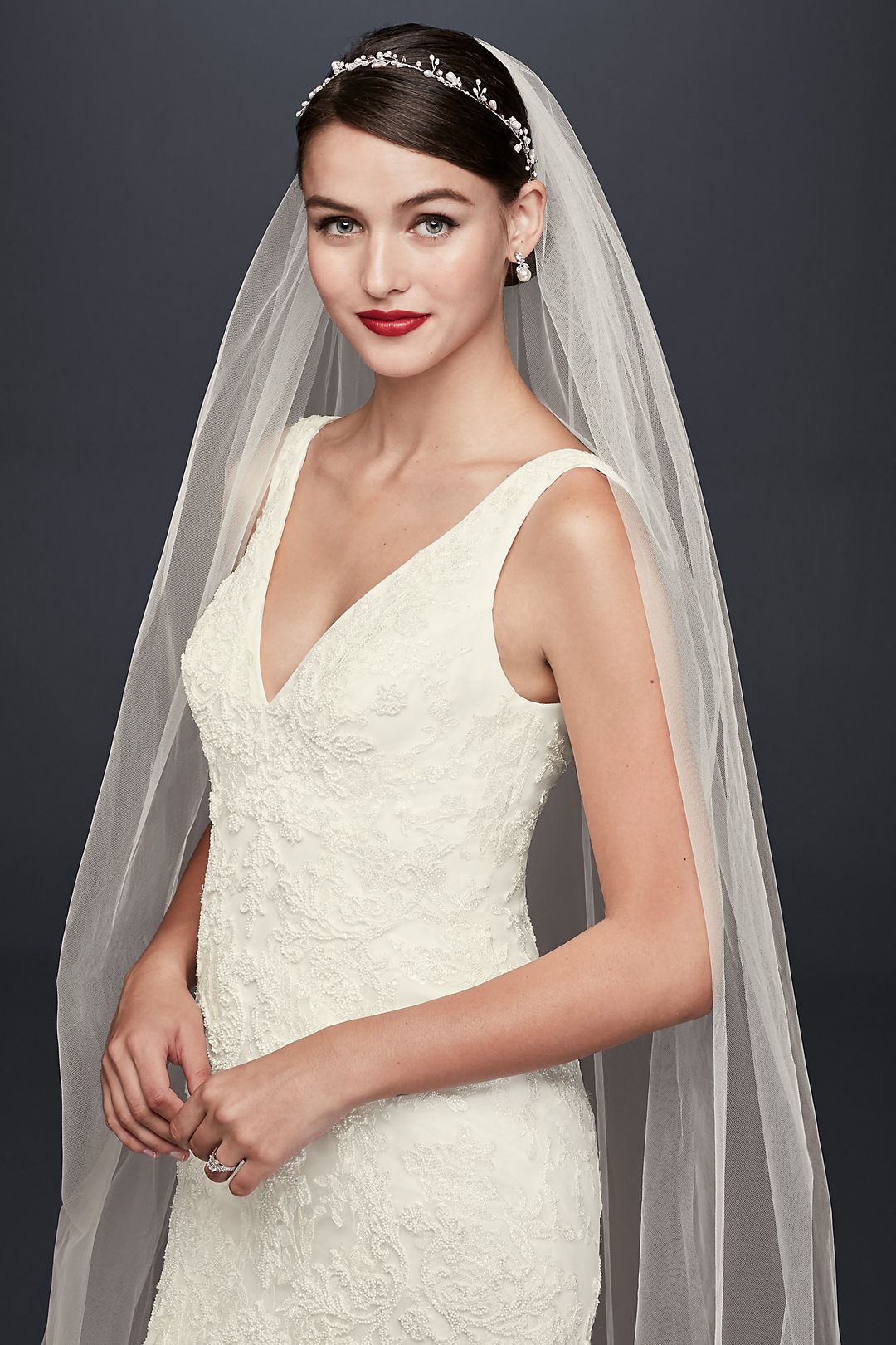 As-Is Pearl-Beaded V-Neck Mermaid Wedding Dress Image 4