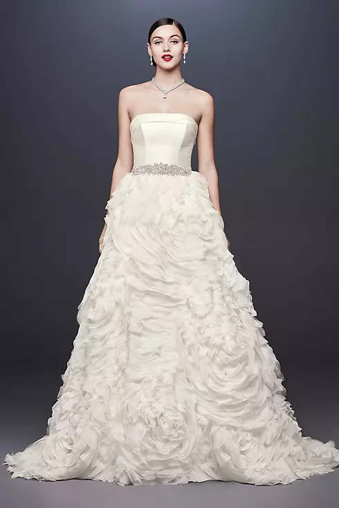 Chiffon Rosette Strapless Ball Gown Wedding Dress Image 1