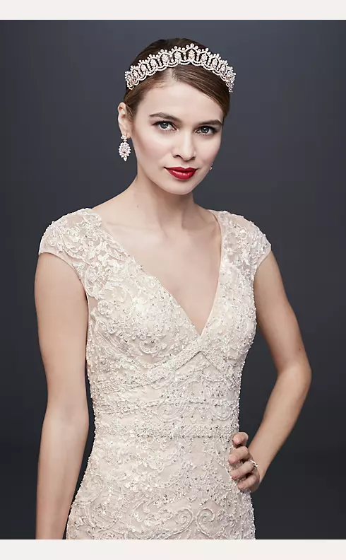 As-Is Cap Sleeve Plunging V-Neck Wedding Dress Image 3