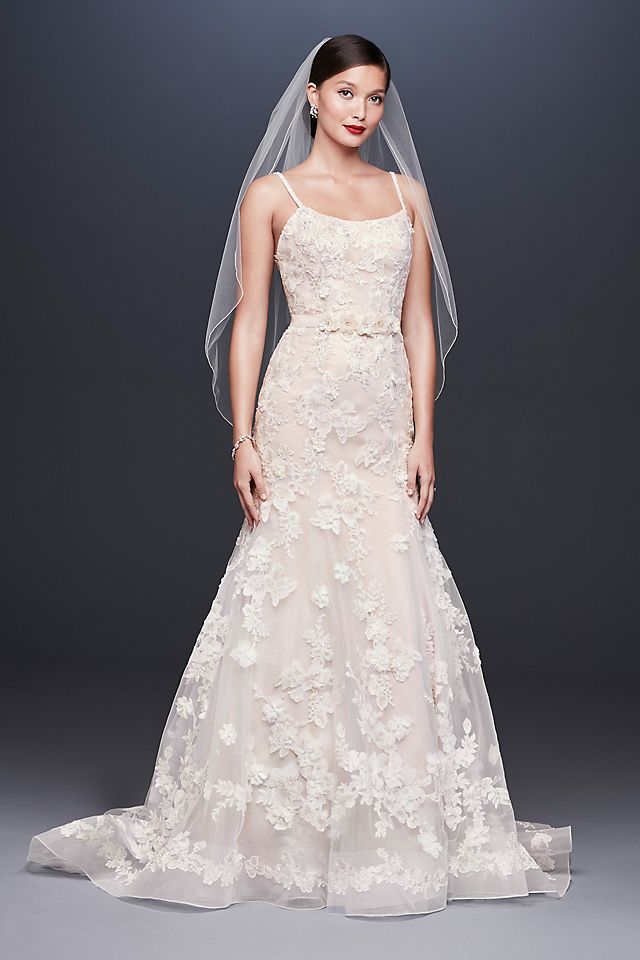 As Is 3D Floral Trumpet Wedding Dress Image 1