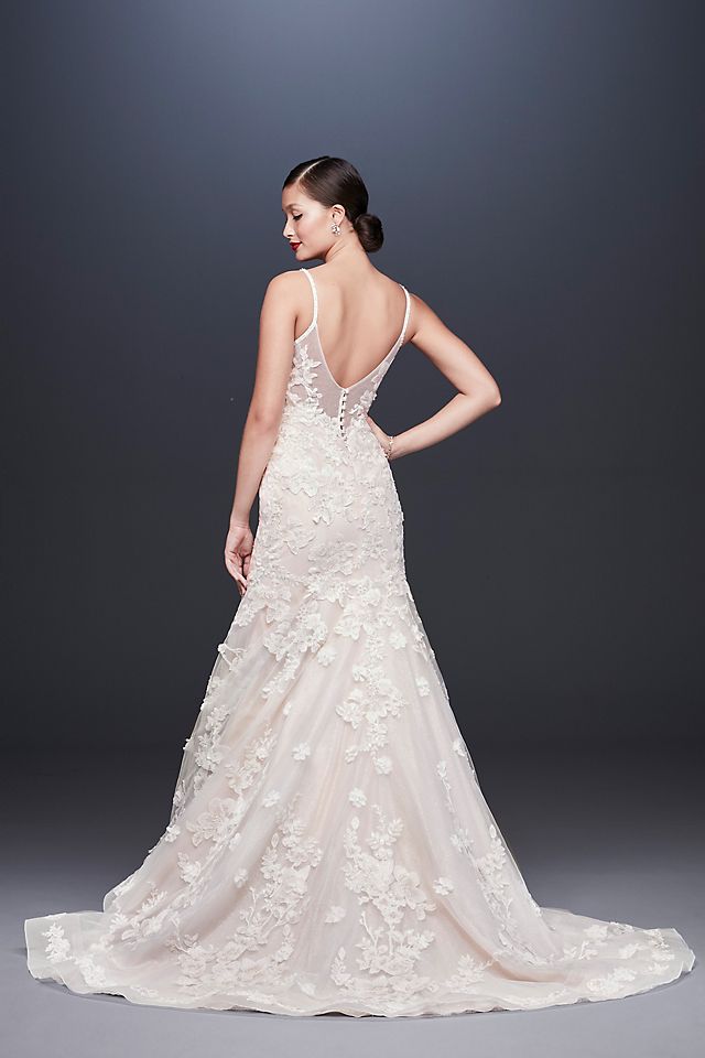 As Is 3D Floral Trumpet Wedding Dress Image 2