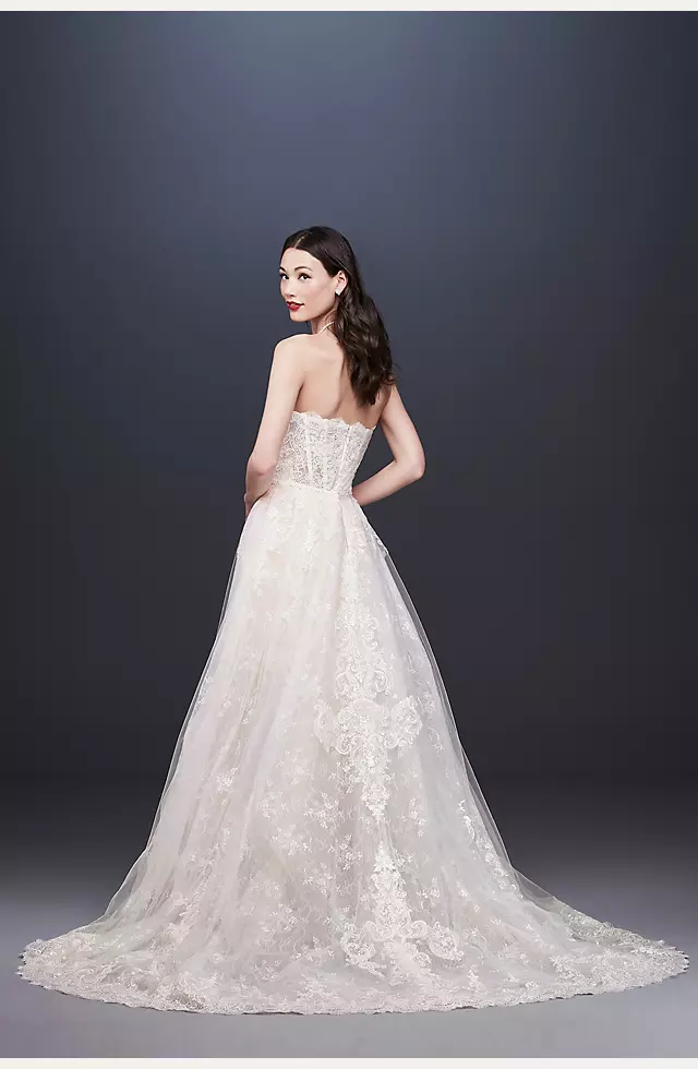 Lace Sheath Wedding Dress with Removable Overskirt