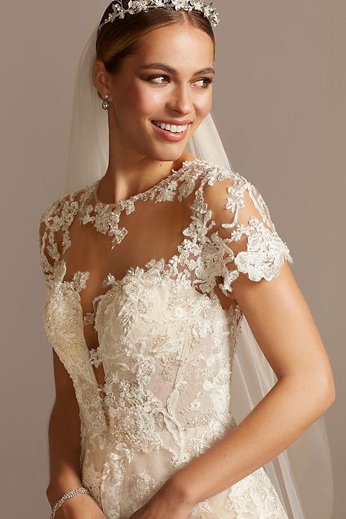 As Is Lace Cap Sleeve Ball Gown Wedding Dress Image 6
