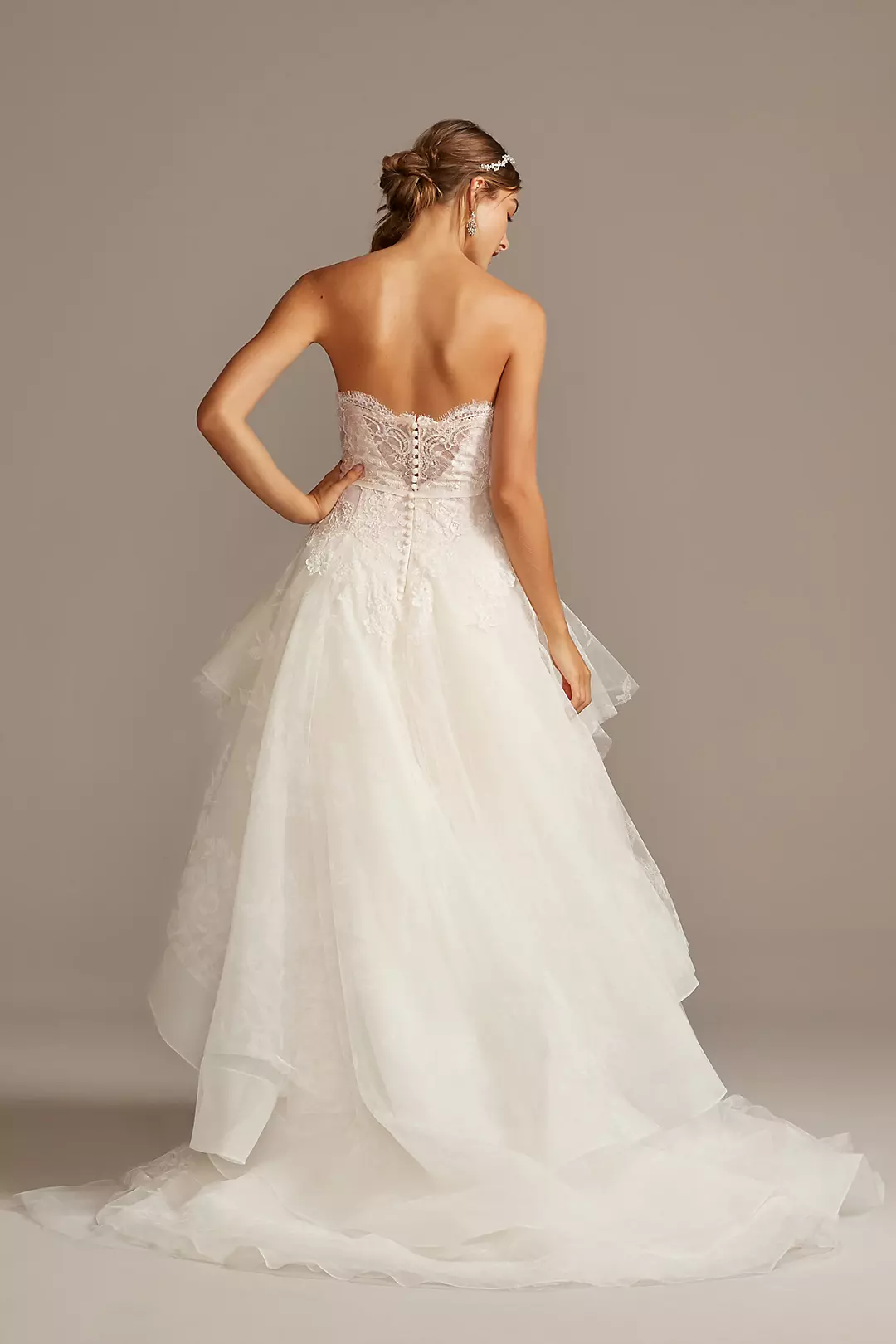 Printed Tulle Wedding Dress with Tiered Skirt Image 2